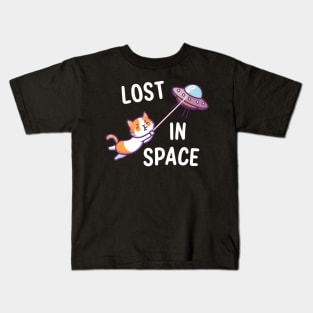 Funny cat lost in space Kids T-Shirt